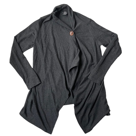 Bobeau One Button Asymmetrical Wrap Cardigan Grey S - Picture 2 of 4